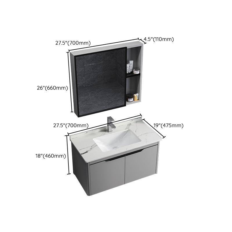 Single Sink Modern Bathroom Vanity Gray Metal Frame Rectangular Vanity Set Clearhalo 'Bathroom Remodel & Bathroom Fixtures' 'Bathroom Vanities' 'bathroom_vanities' 'Home Improvement' 'home_improvement' 'home_improvement_bathroom_vanities' 7551327