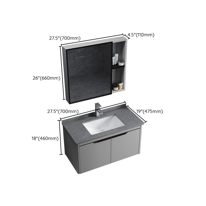 Single Sink Modern Bathroom Vanity Gray Metal Frame Rectangular Vanity Set Clearhalo 'Bathroom Remodel & Bathroom Fixtures' 'Bathroom Vanities' 'bathroom_vanities' 'Home Improvement' 'home_improvement' 'home_improvement_bathroom_vanities' 7551328