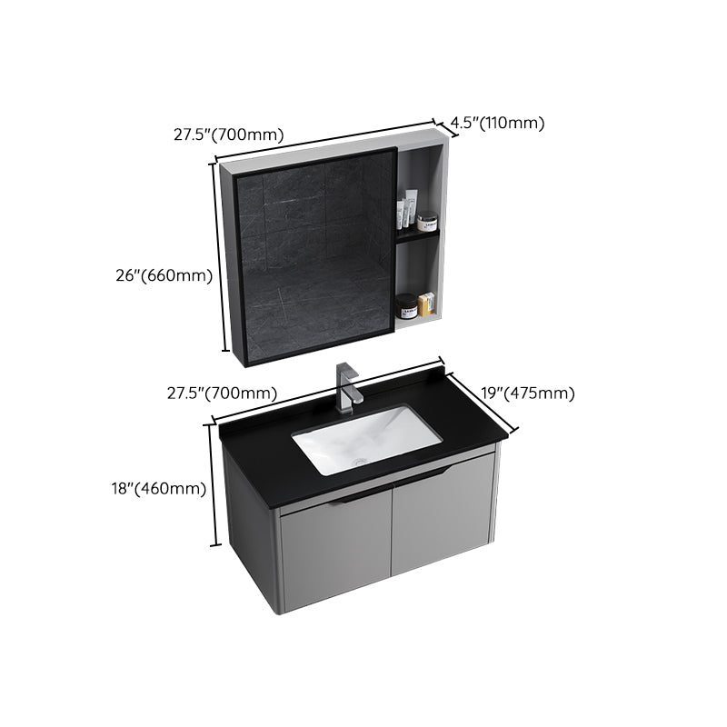 Single Sink Modern Bathroom Vanity Gray Metal Frame Rectangular Vanity Set Clearhalo 'Bathroom Remodel & Bathroom Fixtures' 'Bathroom Vanities' 'bathroom_vanities' 'Home Improvement' 'home_improvement' 'home_improvement_bathroom_vanities' 7551329