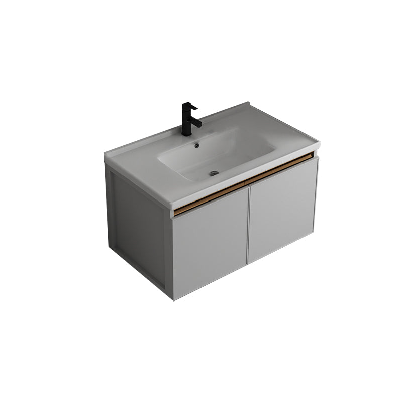 Wall Mount Bathroom Vanity Modern Gray Single-Sink Metal Frame Vanity Set Vanity & Faucet 32"L x 19"W x 17"H Clearhalo 'Bathroom Remodel & Bathroom Fixtures' 'Bathroom Vanities' 'bathroom_vanities' 'Home Improvement' 'home_improvement' 'home_improvement_bathroom_vanities' 7551356