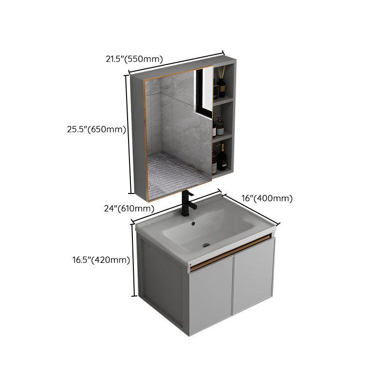 Wall Mount Bathroom Vanity Modern Gray Single-Sink Metal Frame Vanity Set Clearhalo 'Bathroom Remodel & Bathroom Fixtures' 'Bathroom Vanities' 'bathroom_vanities' 'Home Improvement' 'home_improvement' 'home_improvement_bathroom_vanities' 7551366