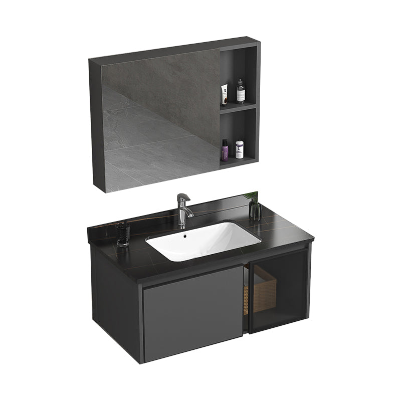 Single Sink Bathroom Vanity Wall Mount Rectangular Single Modern Vanity Set Vanity & Faucet & Mirror Cabinet Towel Bar Not Included Clearhalo 'Bathroom Remodel & Bathroom Fixtures' 'Bathroom Vanities' 'bathroom_vanities' 'Home Improvement' 'home_improvement' 'home_improvement_bathroom_vanities' 7551374