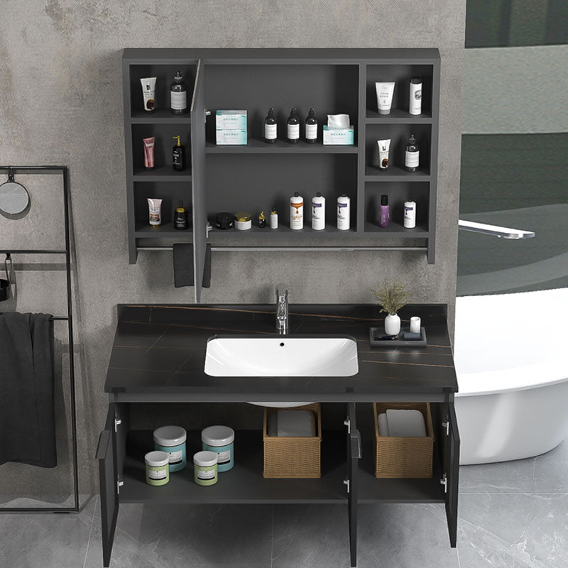 Single Sink Bathroom Vanity Wall Mount Rectangular Single Modern Vanity Set Clearhalo 'Bathroom Remodel & Bathroom Fixtures' 'Bathroom Vanities' 'bathroom_vanities' 'Home Improvement' 'home_improvement' 'home_improvement_bathroom_vanities' 7551376