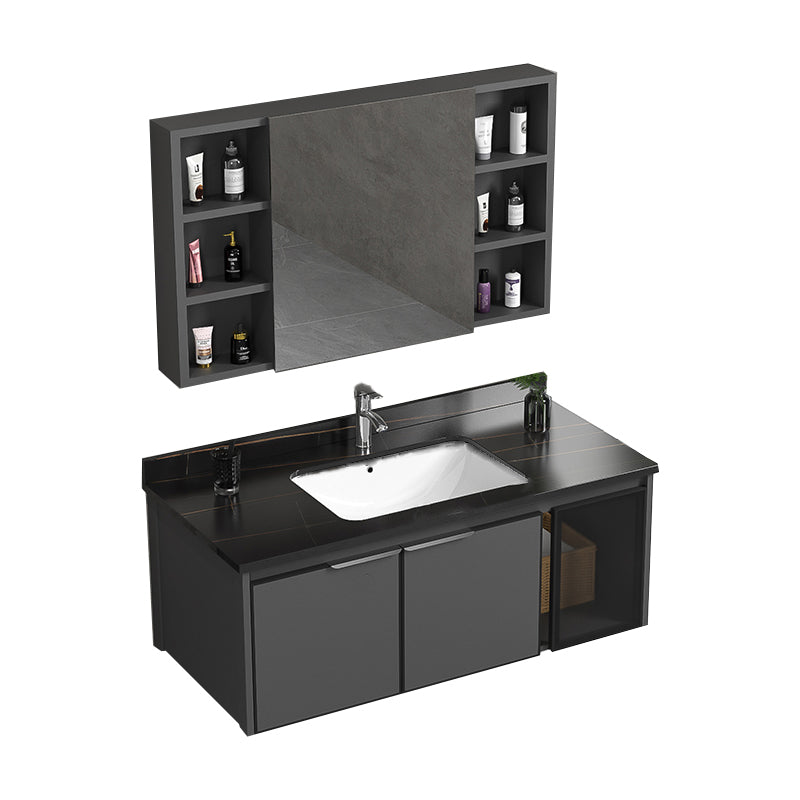 Single Sink Bathroom Vanity Wall Mount Rectangular Single Modern Vanity Set Vanity & Faucet & Mirror Cabinet Towel Bar Not Included Clearhalo 'Bathroom Remodel & Bathroom Fixtures' 'Bathroom Vanities' 'bathroom_vanities' 'Home Improvement' 'home_improvement' 'home_improvement_bathroom_vanities' 7551377