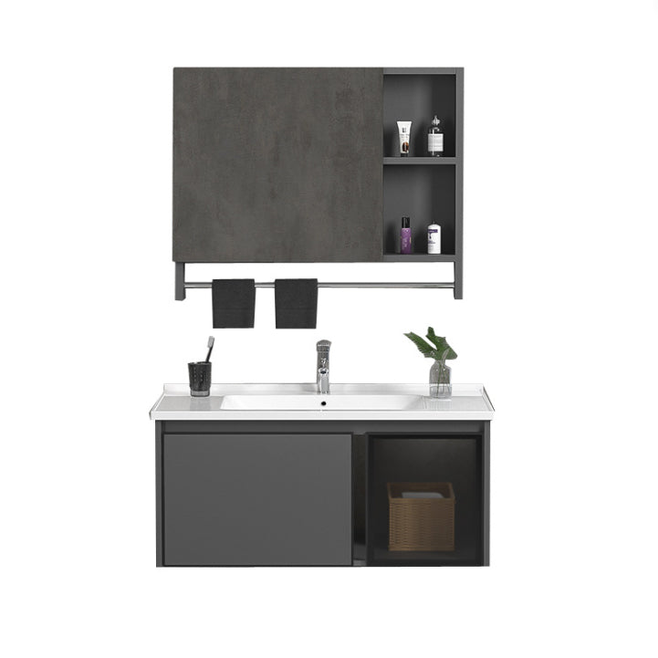 Single Sink Bathroom Vanity Wall Mount Rectangular Single Modern Vanity Set Clearhalo 'Bathroom Remodel & Bathroom Fixtures' 'Bathroom Vanities' 'bathroom_vanities' 'Home Improvement' 'home_improvement' 'home_improvement_bathroom_vanities' 7551380