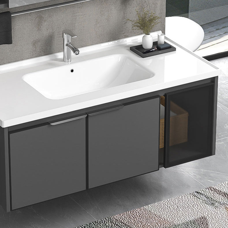 Single Sink Bathroom Vanity Wall Mount Rectangular Single Modern Vanity Set Clearhalo 'Bathroom Remodel & Bathroom Fixtures' 'Bathroom Vanities' 'bathroom_vanities' 'Home Improvement' 'home_improvement' 'home_improvement_bathroom_vanities' 7551382