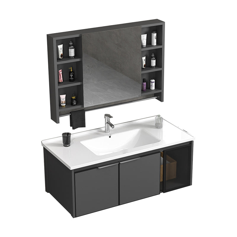 Single Sink Bathroom Vanity Wall Mount Rectangular Single Modern Vanity Set Vanity & Faucet & Mirror Cabinet Towel Bar Included Clearhalo 'Bathroom Remodel & Bathroom Fixtures' 'Bathroom Vanities' 'bathroom_vanities' 'Home Improvement' 'home_improvement' 'home_improvement_bathroom_vanities' 7551393