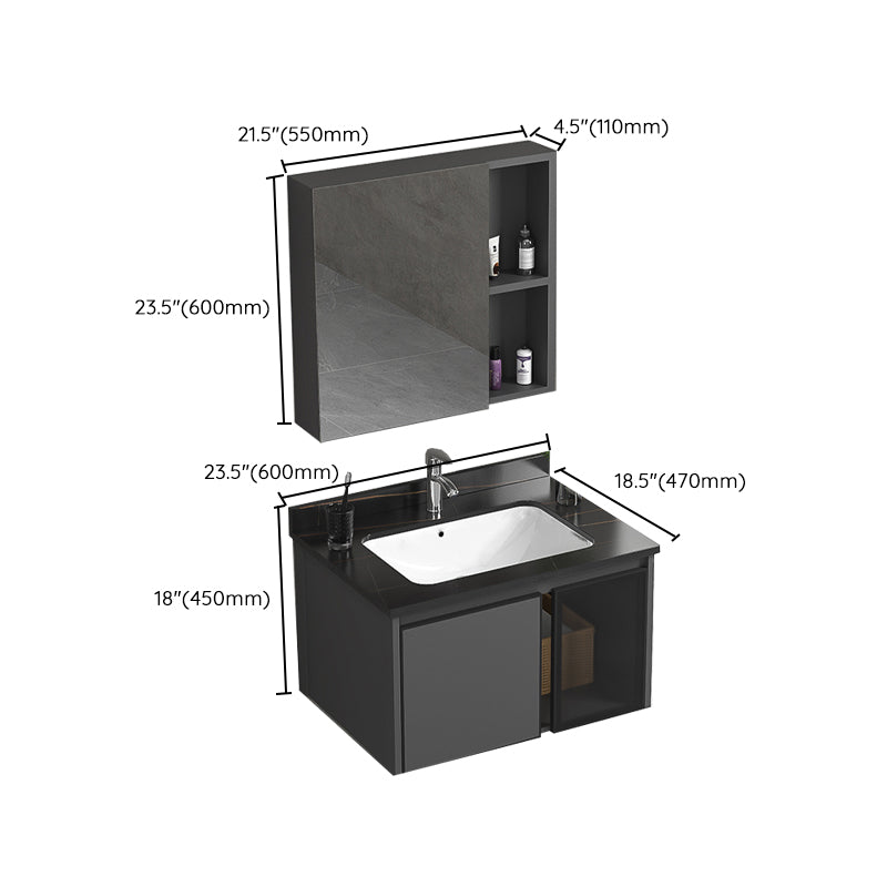 Single Sink Bathroom Vanity Wall Mount Rectangular Single Modern Vanity Set Clearhalo 'Bathroom Remodel & Bathroom Fixtures' 'Bathroom Vanities' 'bathroom_vanities' 'Home Improvement' 'home_improvement' 'home_improvement_bathroom_vanities' 7551397