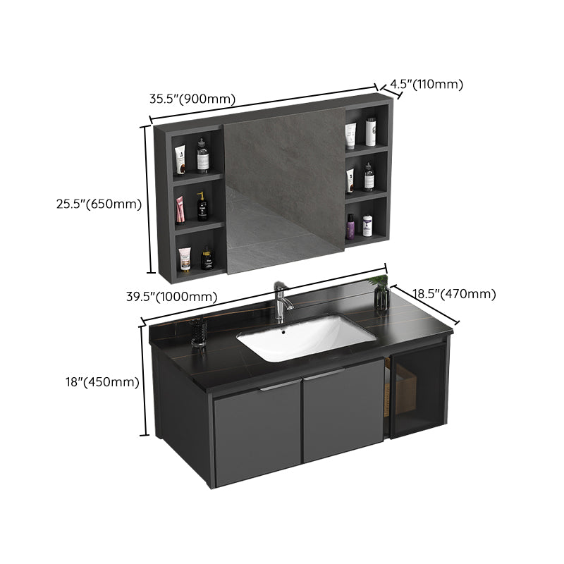 Single Sink Bathroom Vanity Wall Mount Rectangular Single Modern Vanity Set Clearhalo 'Bathroom Remodel & Bathroom Fixtures' 'Bathroom Vanities' 'bathroom_vanities' 'Home Improvement' 'home_improvement' 'home_improvement_bathroom_vanities' 7551405