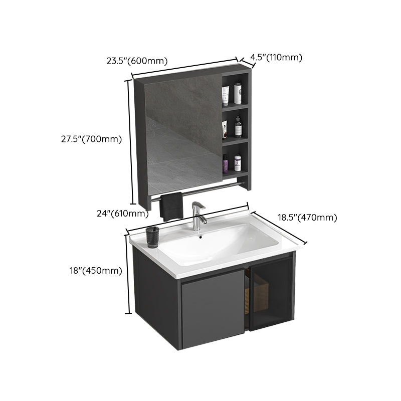 Single Sink Bathroom Vanity Wall Mount Rectangular Single Modern Vanity Set Clearhalo 'Bathroom Remodel & Bathroom Fixtures' 'Bathroom Vanities' 'bathroom_vanities' 'Home Improvement' 'home_improvement' 'home_improvement_bathroom_vanities' 7551406