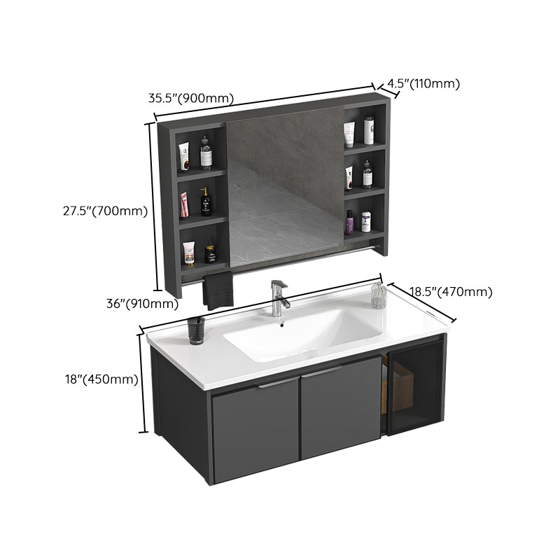 Single Sink Bathroom Vanity Wall Mount Rectangular Single Modern Vanity Set Clearhalo 'Bathroom Remodel & Bathroom Fixtures' 'Bathroom Vanities' 'bathroom_vanities' 'Home Improvement' 'home_improvement' 'home_improvement_bathroom_vanities' 7551412