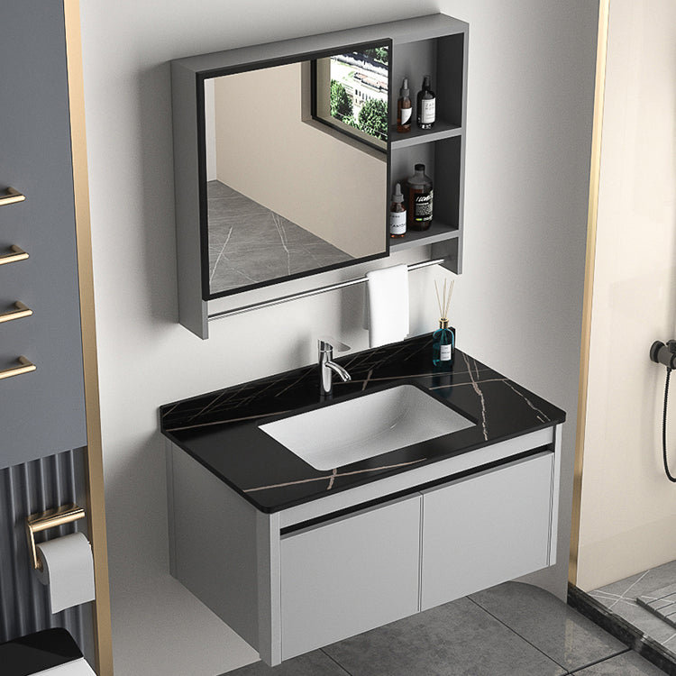 Single Sink Bathroom Vanity Modern Gray Rectangular Bath Vanity Clearhalo 'Bathroom Remodel & Bathroom Fixtures' 'Bathroom Vanities' 'bathroom_vanities' 'Home Improvement' 'home_improvement' 'home_improvement_bathroom_vanities' 7551416