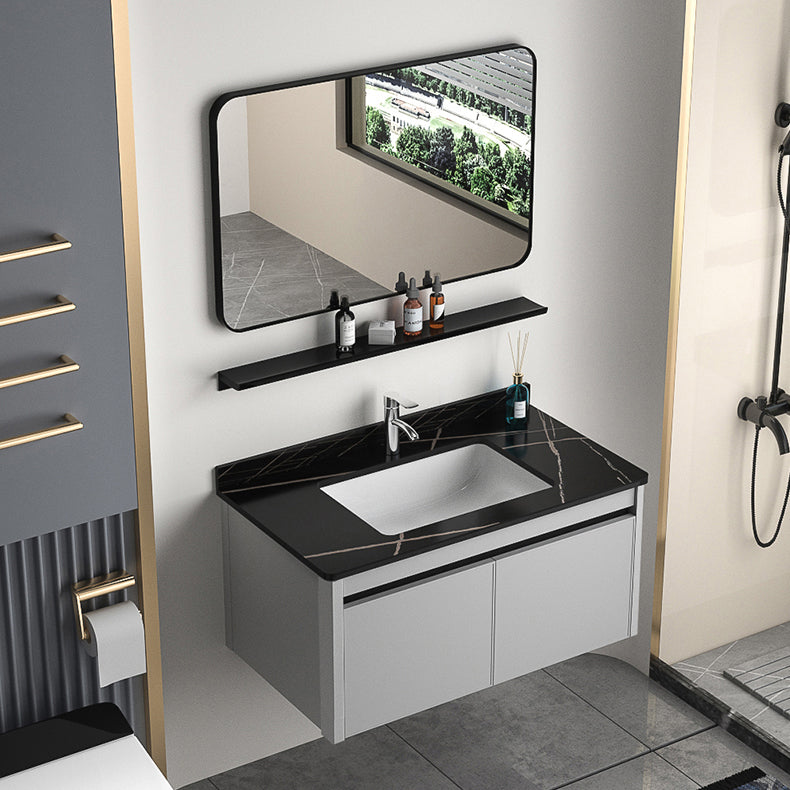 Single Sink Bathroom Vanity Modern Gray Rectangular Bath Vanity Clearhalo 'Bathroom Remodel & Bathroom Fixtures' 'Bathroom Vanities' 'bathroom_vanities' 'Home Improvement' 'home_improvement' 'home_improvement_bathroom_vanities' 7551418