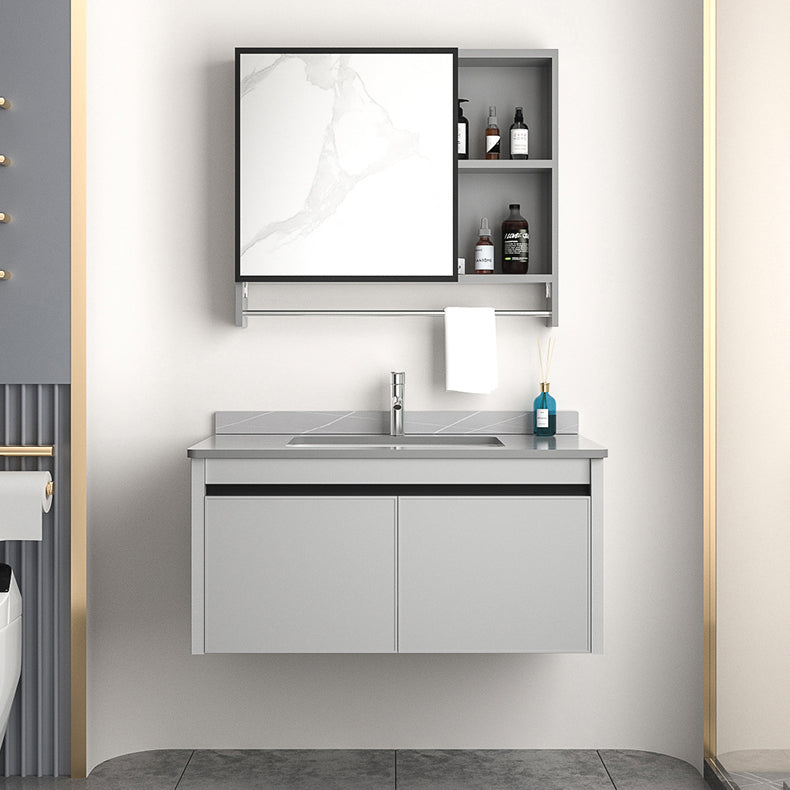 Single Sink Bathroom Vanity Modern Gray Rectangular Bath Vanity Clearhalo 'Bathroom Remodel & Bathroom Fixtures' 'Bathroom Vanities' 'bathroom_vanities' 'Home Improvement' 'home_improvement' 'home_improvement_bathroom_vanities' 7551421