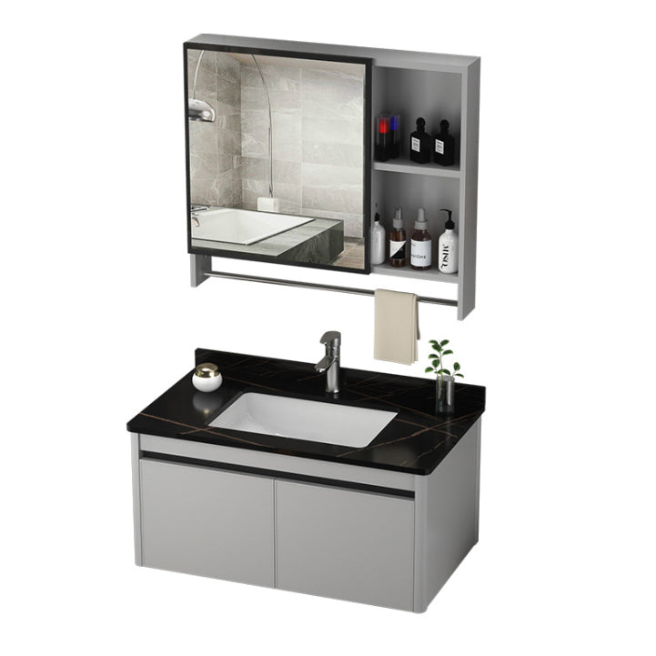Single Sink Bathroom Vanity Modern Gray Rectangular Bath Vanity Clearhalo 'Bathroom Remodel & Bathroom Fixtures' 'Bathroom Vanities' 'bathroom_vanities' 'Home Improvement' 'home_improvement' 'home_improvement_bathroom_vanities' 7551425