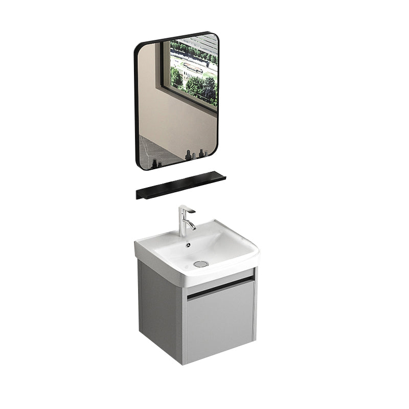 Single Sink Bathroom Vanity Modern Gray Rectangular Bath Vanity Vanity & Faucet & Mirrors 17"L x 14"W x 16"H White Clearhalo 'Bathroom Remodel & Bathroom Fixtures' 'Bathroom Vanities' 'bathroom_vanities' 'Home Improvement' 'home_improvement' 'home_improvement_bathroom_vanities' 7551429