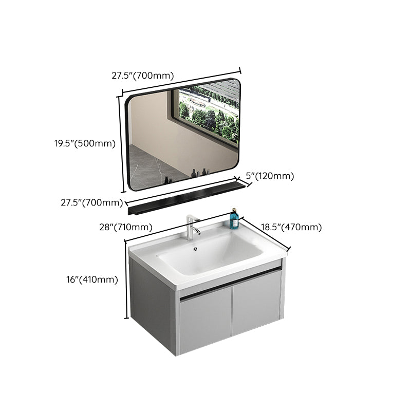 Single Sink Bathroom Vanity Modern Gray Rectangular Bath Vanity Clearhalo 'Bathroom Remodel & Bathroom Fixtures' 'Bathroom Vanities' 'bathroom_vanities' 'Home Improvement' 'home_improvement' 'home_improvement_bathroom_vanities' 7551453