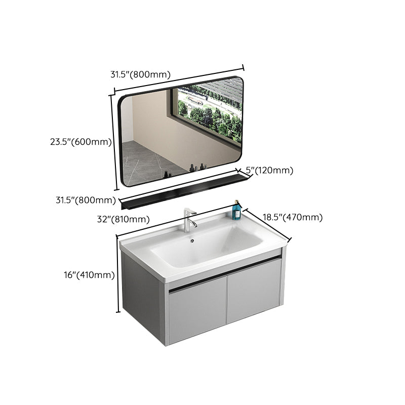 Single Sink Bathroom Vanity Modern Gray Rectangular Bath Vanity Clearhalo 'Bathroom Remodel & Bathroom Fixtures' 'Bathroom Vanities' 'bathroom_vanities' 'Home Improvement' 'home_improvement' 'home_improvement_bathroom_vanities' 7551456