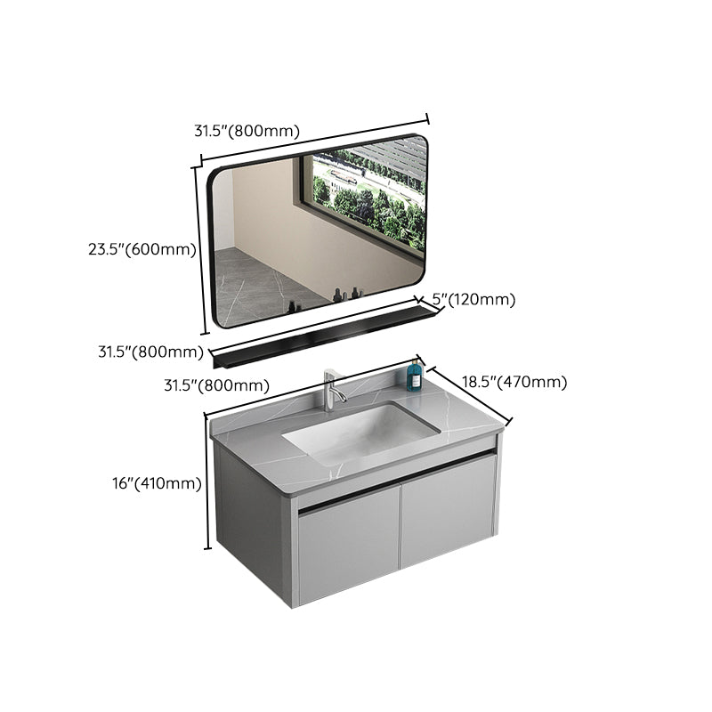 Single Sink Bathroom Vanity Modern Gray Rectangular Bath Vanity Clearhalo 'Bathroom Remodel & Bathroom Fixtures' 'Bathroom Vanities' 'bathroom_vanities' 'Home Improvement' 'home_improvement' 'home_improvement_bathroom_vanities' 7551457