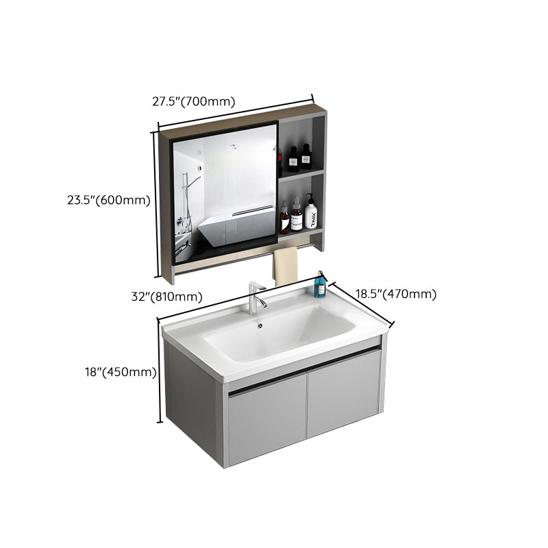 Single Sink Bathroom Vanity Modern Gray Rectangular Bath Vanity Clearhalo 'Bathroom Remodel & Bathroom Fixtures' 'Bathroom Vanities' 'bathroom_vanities' 'Home Improvement' 'home_improvement' 'home_improvement_bathroom_vanities' 7551467