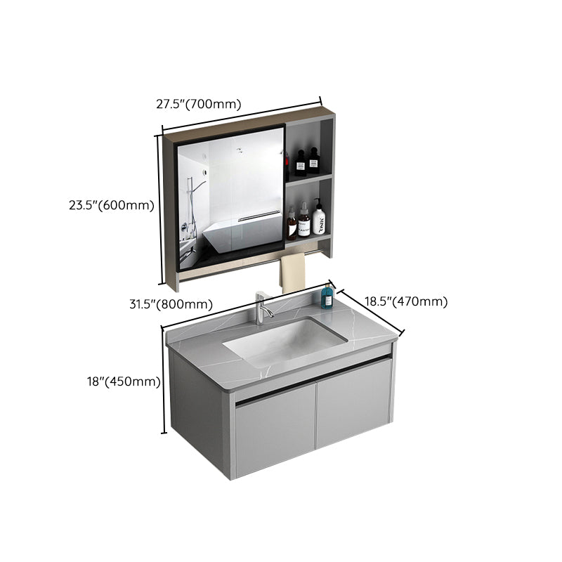 Single Sink Bathroom Vanity Modern Gray Rectangular Bath Vanity Clearhalo 'Bathroom Remodel & Bathroom Fixtures' 'Bathroom Vanities' 'bathroom_vanities' 'Home Improvement' 'home_improvement' 'home_improvement_bathroom_vanities' 7551468