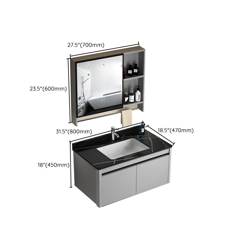 Single Sink Bathroom Vanity Modern Gray Rectangular Bath Vanity Clearhalo 'Bathroom Remodel & Bathroom Fixtures' 'Bathroom Vanities' 'bathroom_vanities' 'Home Improvement' 'home_improvement' 'home_improvement_bathroom_vanities' 7551469