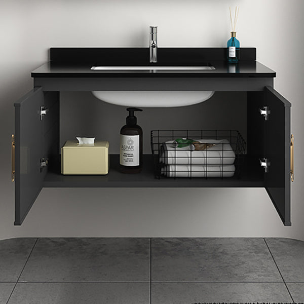 Rectangular Bathroom Vanity Modern Black Single-Sink Wall Mount Vanity Set Clearhalo 'Bathroom Remodel & Bathroom Fixtures' 'Bathroom Vanities' 'bathroom_vanities' 'Home Improvement' 'home_improvement' 'home_improvement_bathroom_vanities' 7551482