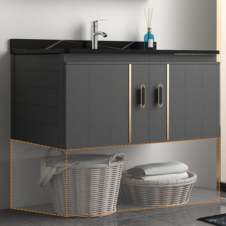 Rectangular Bathroom Vanity Modern Black Single-Sink Wall Mount Vanity Set Clearhalo 'Bathroom Remodel & Bathroom Fixtures' 'Bathroom Vanities' 'bathroom_vanities' 'Home Improvement' 'home_improvement' 'home_improvement_bathroom_vanities' 7551486