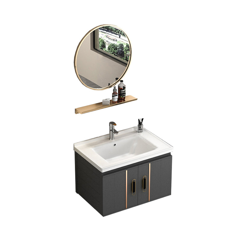 Rectangular Bathroom Vanity Modern Black Single-Sink Wall Mount Vanity Set Vanity & Faucet & Mirrors 24"L x 19"W x 18"H White Clearhalo 'Bathroom Remodel & Bathroom Fixtures' 'Bathroom Vanities' 'bathroom_vanities' 'Home Improvement' 'home_improvement' 'home_improvement_bathroom_vanities' 7551487