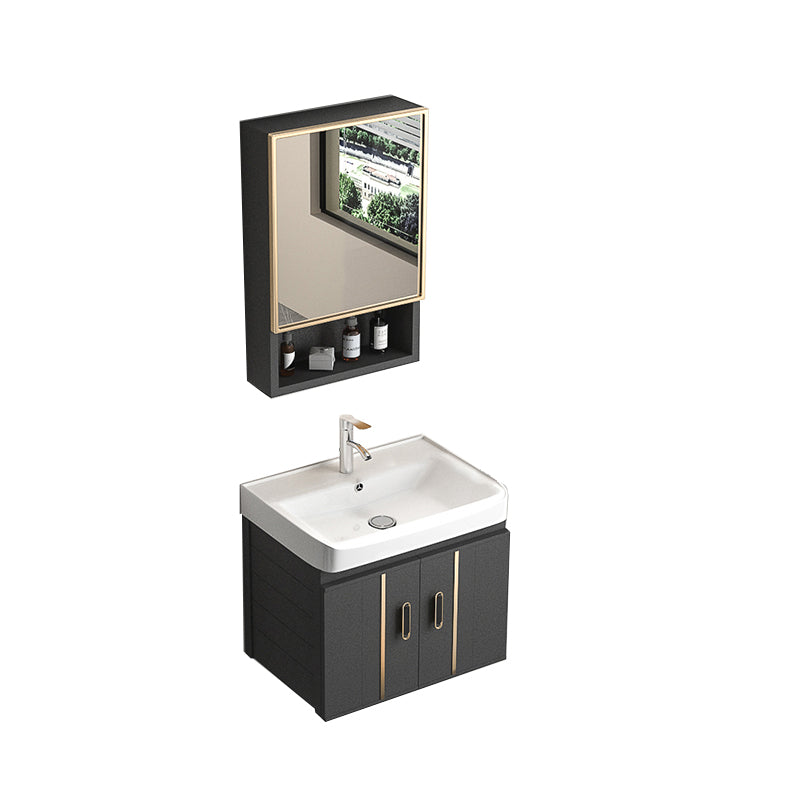 Rectangular Bathroom Vanity Modern Black Single-Sink Wall Mount Vanity Set Vanity & Faucet & Mirror Cabinet 20"L x 14"W x 19"H White Clearhalo 'Bathroom Remodel & Bathroom Fixtures' 'Bathroom Vanities' 'bathroom_vanities' 'Home Improvement' 'home_improvement' 'home_improvement_bathroom_vanities' 7551498