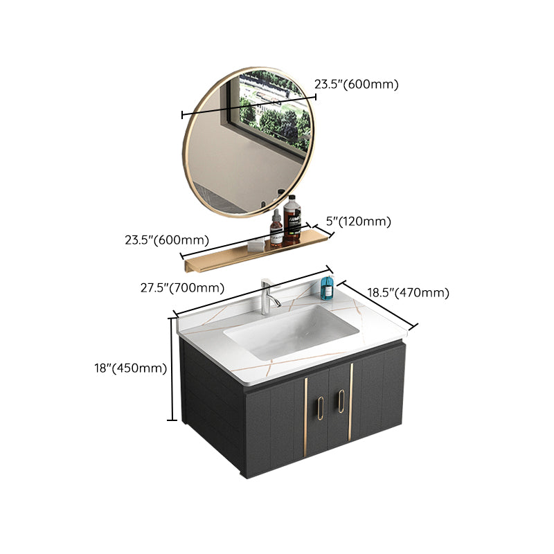 Rectangular Bathroom Vanity Modern Black Single-Sink Wall Mount Vanity Set Clearhalo 'Bathroom Remodel & Bathroom Fixtures' 'Bathroom Vanities' 'bathroom_vanities' 'Home Improvement' 'home_improvement' 'home_improvement_bathroom_vanities' 7551508