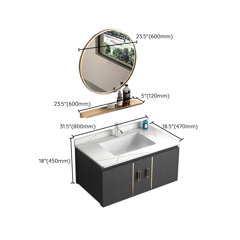 Rectangular Bathroom Vanity Modern Black Single-Sink Wall Mount Vanity Set Clearhalo 'Bathroom Remodel & Bathroom Fixtures' 'Bathroom Vanities' 'bathroom_vanities' 'Home Improvement' 'home_improvement' 'home_improvement_bathroom_vanities' 7551511