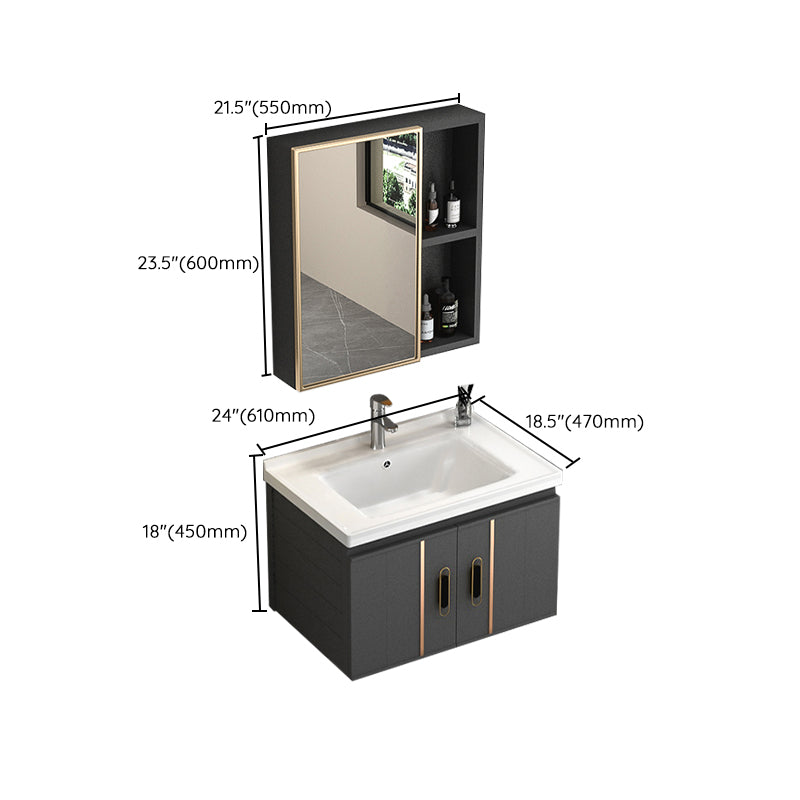 Rectangular Bathroom Vanity Modern Black Single-Sink Wall Mount Vanity Set Clearhalo 'Bathroom Remodel & Bathroom Fixtures' 'Bathroom Vanities' 'bathroom_vanities' 'Home Improvement' 'home_improvement' 'home_improvement_bathroom_vanities' 7551515