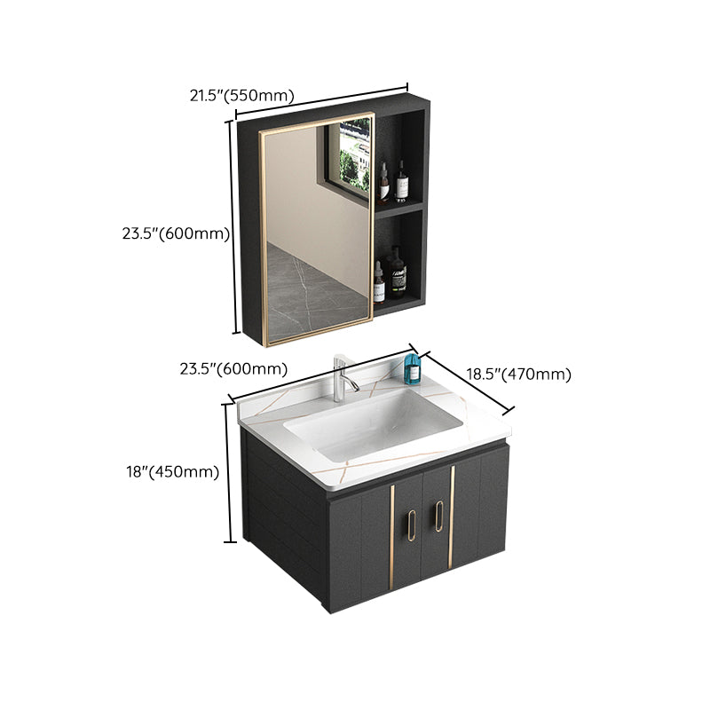 Rectangular Bathroom Vanity Modern Black Single-Sink Wall Mount Vanity Set Clearhalo 'Bathroom Remodel & Bathroom Fixtures' 'Bathroom Vanities' 'bathroom_vanities' 'Home Improvement' 'home_improvement' 'home_improvement_bathroom_vanities' 7551516