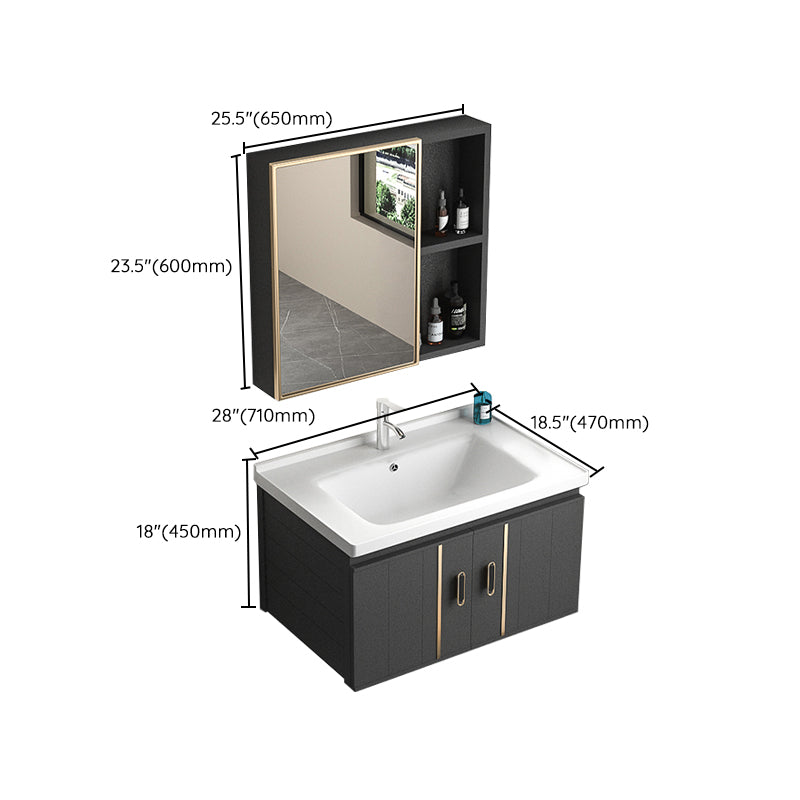 Rectangular Bathroom Vanity Modern Black Single-Sink Wall Mount Vanity Set Clearhalo 'Bathroom Remodel & Bathroom Fixtures' 'Bathroom Vanities' 'bathroom_vanities' 'Home Improvement' 'home_improvement' 'home_improvement_bathroom_vanities' 7551518