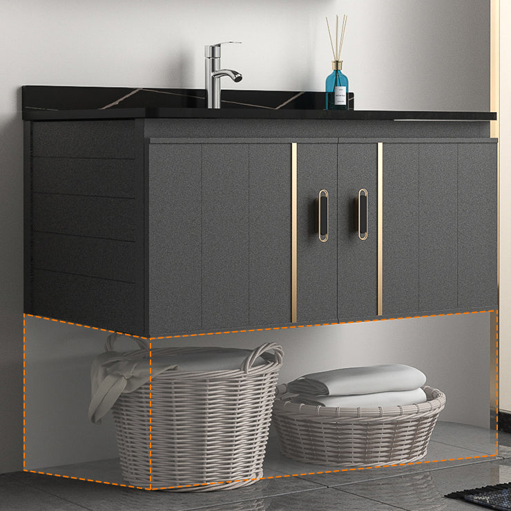 Wall Mount Bathroom Vanity Gray Glam Metal Frame Rectangular Vanity Set Clearhalo 'Bathroom Remodel & Bathroom Fixtures' 'Bathroom Vanities' 'bathroom_vanities' 'Home Improvement' 'home_improvement' 'home_improvement_bathroom_vanities' 7551528