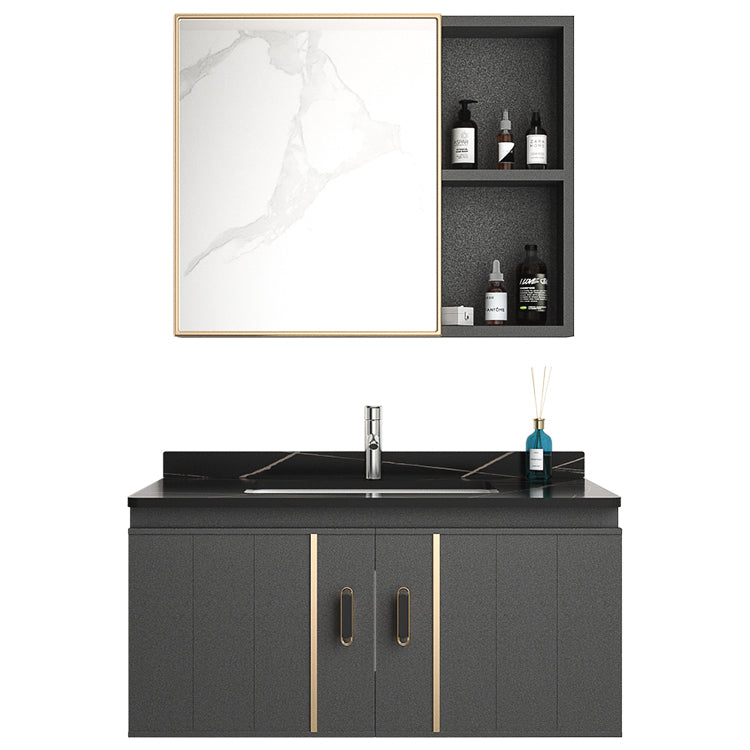 Wall Mount Bathroom Vanity Gray Glam Metal Frame Rectangular Vanity Set Clearhalo 'Bathroom Remodel & Bathroom Fixtures' 'Bathroom Vanities' 'bathroom_vanities' 'Home Improvement' 'home_improvement' 'home_improvement_bathroom_vanities' 7551533