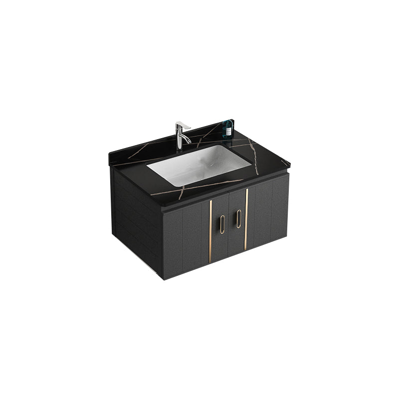 Wall Mount Bathroom Vanity Gray Glam Metal Frame Rectangular Vanity Set Vanity & Faucet 27.6"L x 18.5"W x 17.7"H Black Clearhalo 'Bathroom Remodel & Bathroom Fixtures' 'Bathroom Vanities' 'bathroom_vanities' 'Home Improvement' 'home_improvement' 'home_improvement_bathroom_vanities' 7551546