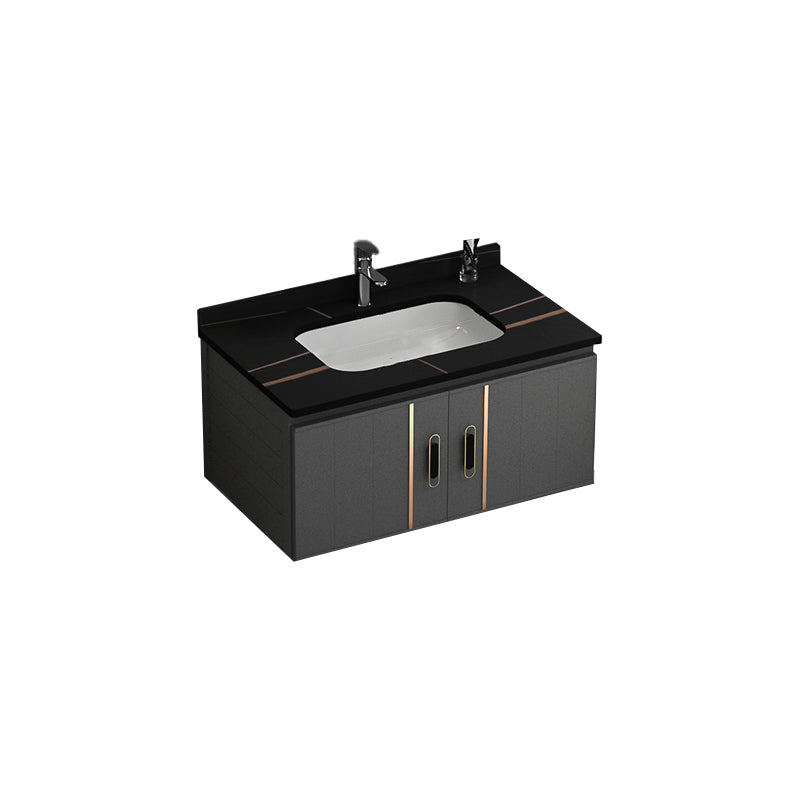 Wall Mount Bathroom Vanity Gray Glam Metal Frame Rectangular Vanity Set Vanity & Faucet 31.5"L x 18.5"W x 17.7"H Black Clearhalo 'Bathroom Remodel & Bathroom Fixtures' 'Bathroom Vanities' 'bathroom_vanities' 'Home Improvement' 'home_improvement' 'home_improvement_bathroom_vanities' 7551547