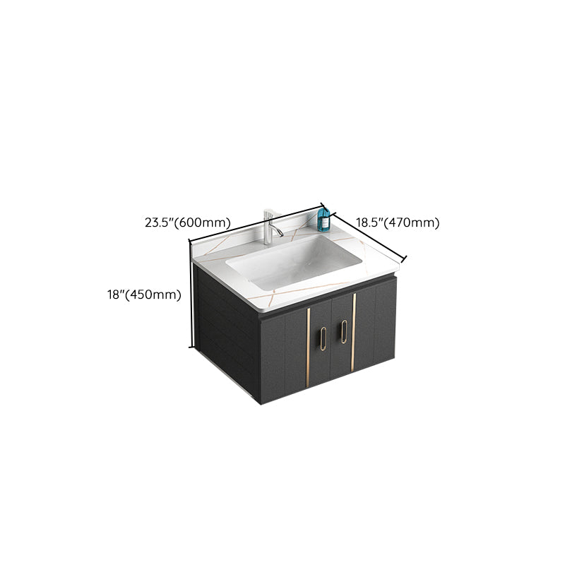 Wall Mount Bathroom Vanity Gray Glam Metal Frame Rectangular Vanity Set Clearhalo 'Bathroom Remodel & Bathroom Fixtures' 'Bathroom Vanities' 'bathroom_vanities' 'Home Improvement' 'home_improvement' 'home_improvement_bathroom_vanities' 7551559