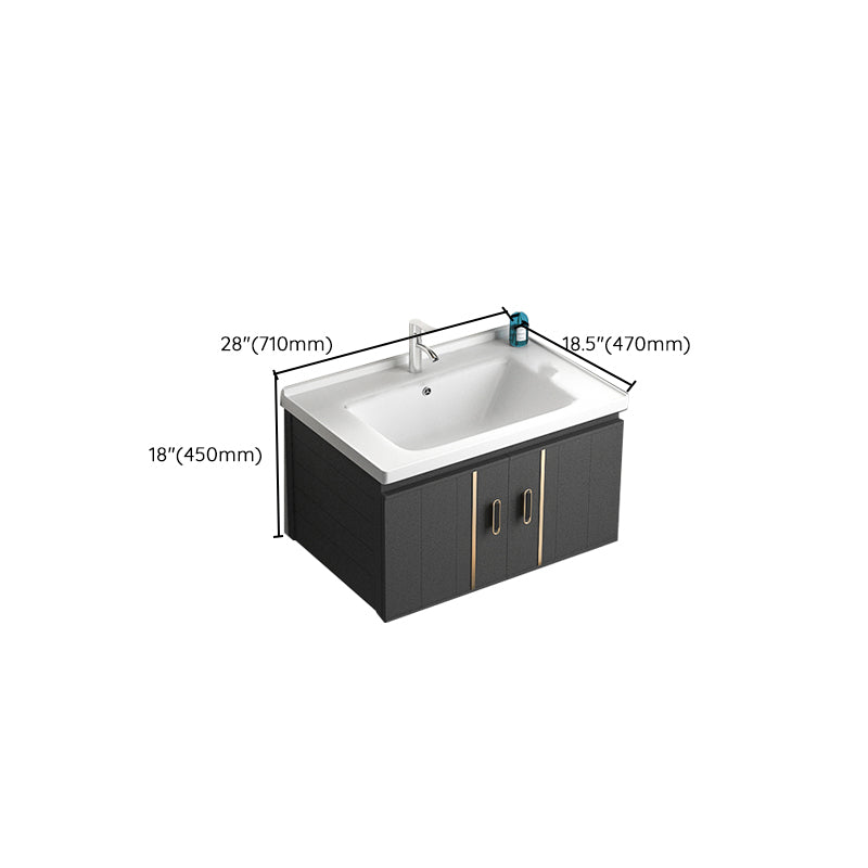 Wall Mount Bathroom Vanity Gray Glam Metal Frame Rectangular Vanity Set Clearhalo 'Bathroom Remodel & Bathroom Fixtures' 'Bathroom Vanities' 'bathroom_vanities' 'Home Improvement' 'home_improvement' 'home_improvement_bathroom_vanities' 7551561