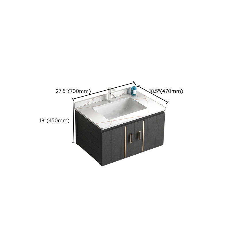 Wall Mount Bathroom Vanity Gray Glam Metal Frame Rectangular Vanity Set Clearhalo 'Bathroom Remodel & Bathroom Fixtures' 'Bathroom Vanities' 'bathroom_vanities' 'Home Improvement' 'home_improvement' 'home_improvement_bathroom_vanities' 7551562