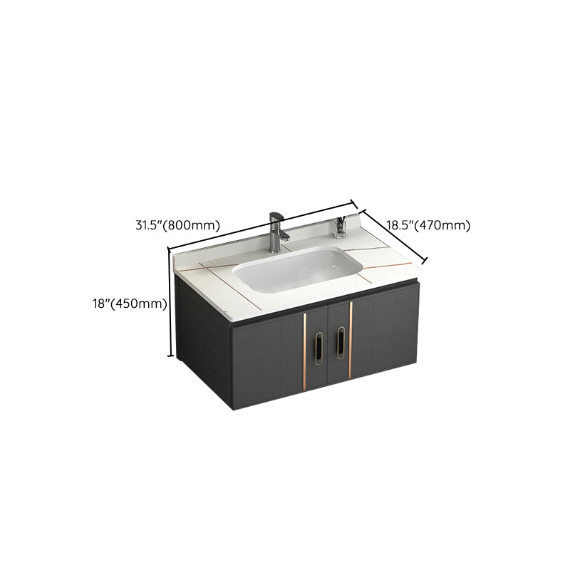 Wall Mount Bathroom Vanity Gray Glam Metal Frame Rectangular Vanity Set Clearhalo 'Bathroom Remodel & Bathroom Fixtures' 'Bathroom Vanities' 'bathroom_vanities' 'Home Improvement' 'home_improvement' 'home_improvement_bathroom_vanities' 7551565