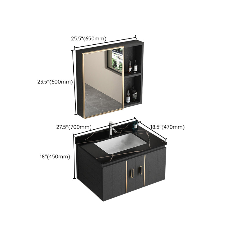 Wall Mount Bathroom Vanity Gray Glam Metal Frame Rectangular Vanity Set Clearhalo 'Bathroom Remodel & Bathroom Fixtures' 'Bathroom Vanities' 'bathroom_vanities' 'Home Improvement' 'home_improvement' 'home_improvement_bathroom_vanities' 7551574