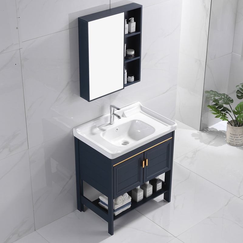 Glam Blue Sink Vanity Metal Frame Single Rectangular Bath Vanity Clearhalo 'Bathroom Remodel & Bathroom Fixtures' 'Bathroom Vanities' 'bathroom_vanities' 'Home Improvement' 'home_improvement' 'home_improvement_bathroom_vanities' 7551578