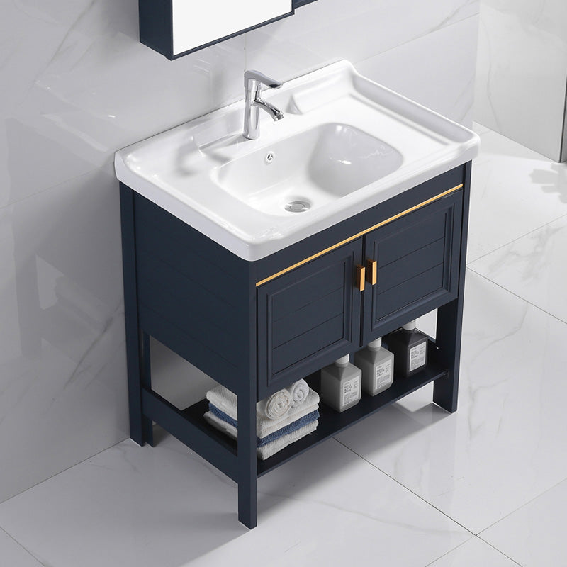 Glam Blue Sink Vanity Metal Frame Single Rectangular Bath Vanity Clearhalo 'Bathroom Remodel & Bathroom Fixtures' 'Bathroom Vanities' 'bathroom_vanities' 'Home Improvement' 'home_improvement' 'home_improvement_bathroom_vanities' 7551580