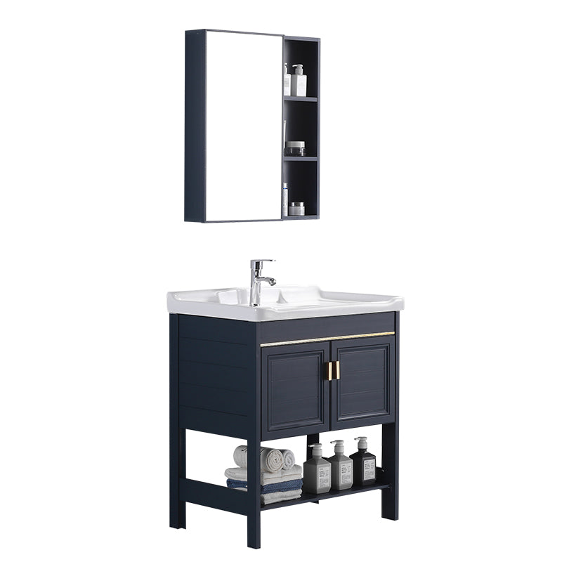 Glam Blue Sink Vanity Metal Frame Single Rectangular Bath Vanity Clearhalo 'Bathroom Remodel & Bathroom Fixtures' 'Bathroom Vanities' 'bathroom_vanities' 'Home Improvement' 'home_improvement' 'home_improvement_bathroom_vanities' 7551586
