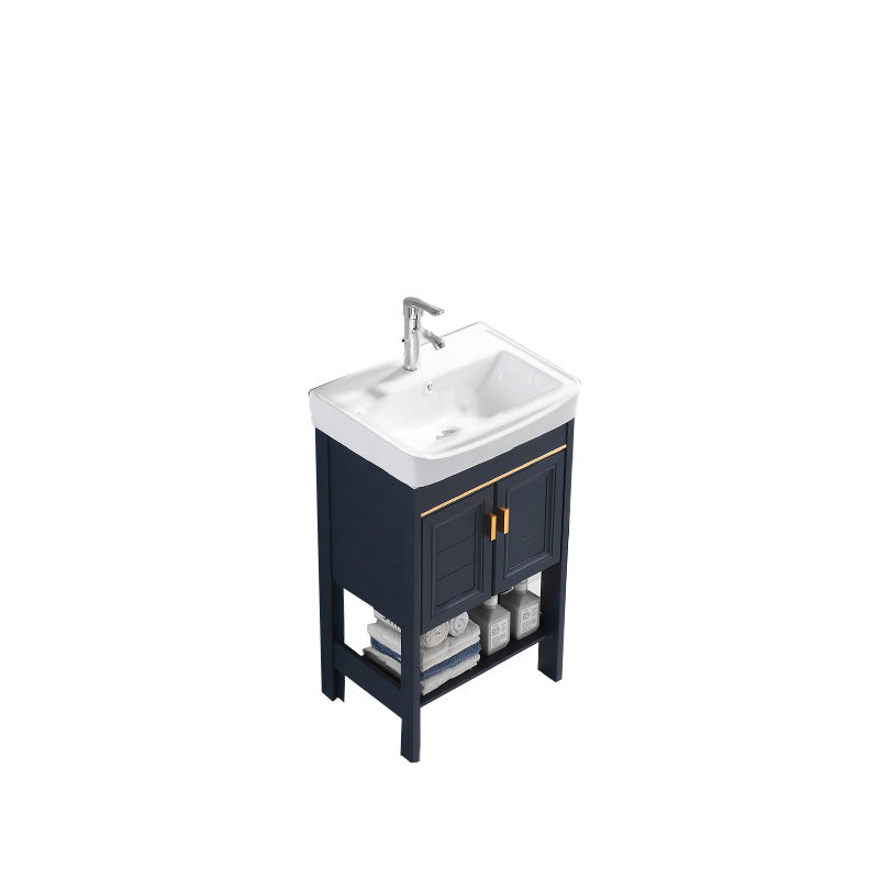 Glam Blue Sink Vanity Metal Frame Single Rectangular Bath Vanity Vanity & Faucet 20"L x 14"W x 32"H Clearhalo 'Bathroom Remodel & Bathroom Fixtures' 'Bathroom Vanities' 'bathroom_vanities' 'Home Improvement' 'home_improvement' 'home_improvement_bathroom_vanities' 7551603