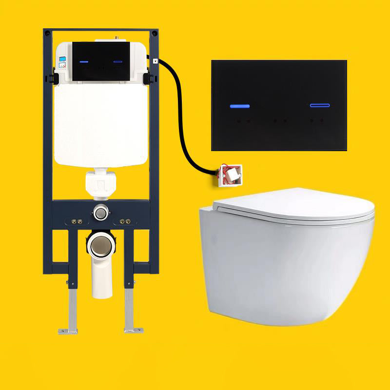 Elongated Wall Hung Toilet Set Vitreous China Wall Mounted Bidet White Toilet & Tanker Clearhalo 'Bathroom Remodel & Bathroom Fixtures' 'Bidets' 'Home Improvement' 'home_improvement' 'home_improvement_bidets' 'Toilets & Bidets' 7554863