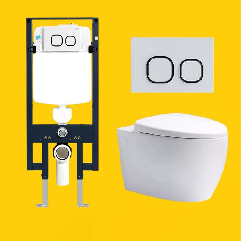 Elongated Wall Hung Toilet Set Vitreous China Wall Mounted Bidet Ivory Toilet & Thin Tanker Clearhalo 'Bathroom Remodel & Bathroom Fixtures' 'Bidets' 'Home Improvement' 'home_improvement' 'home_improvement_bidets' 'Toilets & Bidets' 7554887